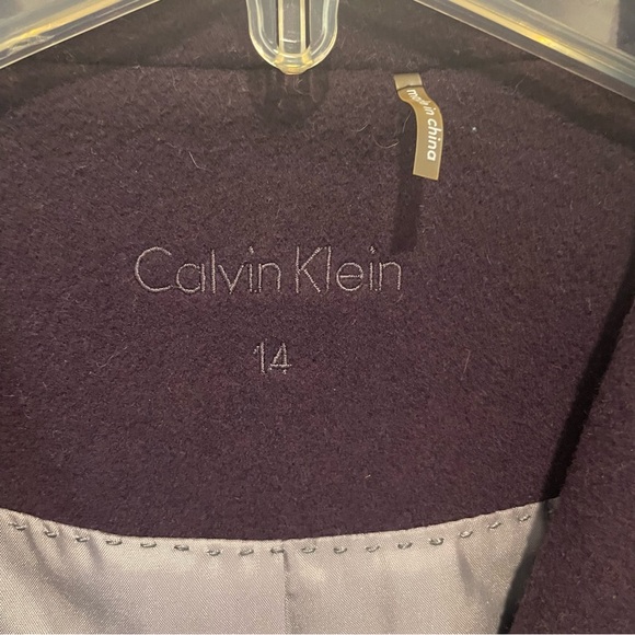 Calvin Klein - Wool Cashmere Blend - Eggplant - Trench Coat w/ Belt - Size 14 - Picture 2 of 11